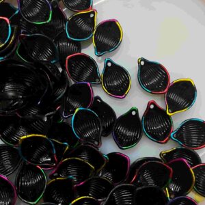 PLASTICBEADS0108 Arnas 27 Pcs pack of 2.2 X1.5mm Black with Multicolor borders with Golden Border Acrylic Flower for Brooch Making| Embroidery|Craft Work| Jewellery Making