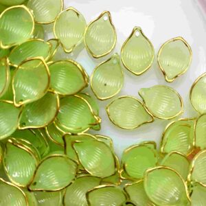 PLASTICBEADS0109 Arnas 27 Pcs pack of 2.2 X1.5mm Green Acrylic Flower for Brooch Making| Embroidery|Craft Work| Jewellery Making