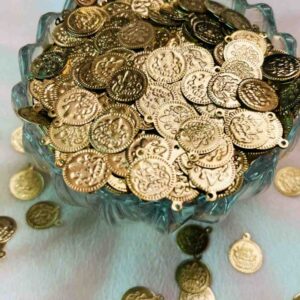 COINg0012 ARNAS 85 PCS PACK OF 14 MM LAXMI COIN FOR JEWELLERY MAKING | BANGLES MAKING - 25 GM (APPROX )
