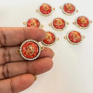 ECHARMS0226 ARNAS RED STONE EFFECT GANAPATI BIG SIZE CHARM FOR RAKHI MAKING | BRACELET MAKING | JEWELRY MAKING