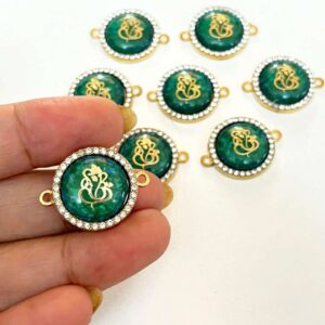 ECHARMS0227 ARNAS GREEN STONE EFFECT GANAPATI BIG SIZE CHARM FOR RAKHI MAKING | BRACELET MAKING | JEWELRY MAKING