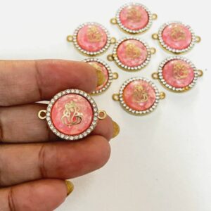 ECHARMS0228 ARNAS BABY PINK STONE EFFECT GANAPATI BIG SIZE CHARM FOR RAKHI MAKING | BRACELET MAKING | JEWELRY MAKING