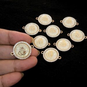 ECHARMS0229 ARNAS WHITE STONE EFFECT GANAPATI BIG SIZE CHARM FOR RAKHI MAKING | BRACELET MAKING | JEWELRY MAKING