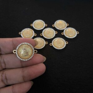 ECHARMS0230 ARNAS LIGHT YELLOW STONE EFFECT GANAPATI BIG SIZE CHARM FOR RAKHI MAKING | BRACELET MAKING | JEWELRY MAKING