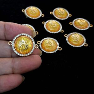 ECHARMS0231 ARNAS ORANGE YELLOW STONE EFFECT GANAPATI BIG SIZE CHARM FOR RAKHI MAKING | BRACELET MAKING | JEWELRY MAKING