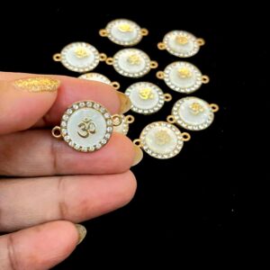 ECHARMS0232 ARNAS WHITE OM STONE CHARM FOR RAKHI MAKING | BRACELET MAKING | JEWELRY MAKING