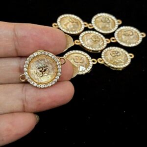 ECHARMS0233 ARNAS BROWNISH OM STONE CHARM FOR RAKHI MAKING | BRACELET MAKING | JEWELRY MAKING