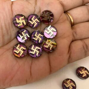 ECHARMS0243 ARNAS SWASTIK RAINBOW CRYSTAL BEADS CHARMS FOR RAKHI MAKING | BRACELET MAKING | JEWELRY MAKING