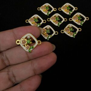 ECHARMS0244 ARNAS DIAMOND SHAPED GREEN WHITE CHARMS FOR RAKHI MAKING | BRACELET MAKING | JEWELRY MAKING