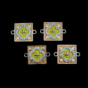 ECHARMS0247 ARNAS SQUARE SHAPED BROWN YELLOW CHARMS FOR RAKHI MAKING | BRACELET MAKING | JEWELRY MAKING