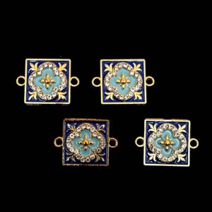 ECHARMS0248 ARNAS SQUARE SHAPED SHADES OF BLUE AND GOLDEN CHARMS FOR RAKHI MAKING | BRACELET MAKING | JEWELRY MAKING