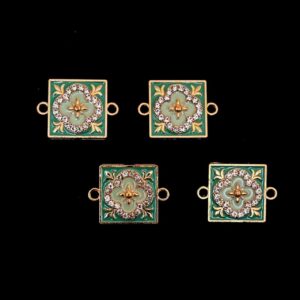 ECHARMS0249 ARNAS SQUARE SHAPED SHADES OF GREEN AND GOLDEN CHARMS FOR RAKHI MAKING | BRACELET MAKING | JEWELRY MAKING