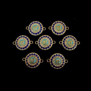 ECHARMS0260 ARNAS OMKAR PRINTED IN ROYAL BLUE AND STONE ENGRAVED CHARMS FOR RAKHI MAKING | BRACELET MAKING | JEWELRY MAKING