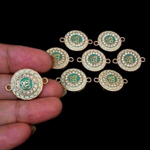 ECHARMS0261 ARNAS OMKAR PRINTED IN SHADES OF GREEN AND STONE ENGRAVED CHARMS FOR RAKHI MAKING | BRACELET MAKING | JEWELRY MAKING
