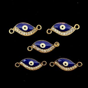 ECHARMS0263 ARNAS EVIL EYE CHARMS IN ROYAL BLUE WITH GOILDEN AND SILVER STONES CHARMS FOR RAKHI MAKING | BRACELET MAKING | JEWELRY MAKING