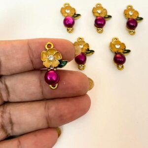 ECHARMS0270 ARNAS FLOWER SHAPED YELLOW  AND PURPLE MOTI CHARMS FOR RAKHI MAKING | BRACELET MAKING | JEWELRY MAKING
