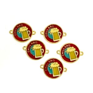 ECHARMS0273 ARNAS CHILL BRO WRITTEN WITH BEER MUG RED AND BLUE COOL CHARMS FOR RAKHI MAKING | BRACELET MAKING | JEWELRY MAKING