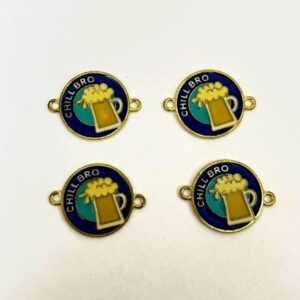 ECHARMS0275 ARNAS CHILL BRO WRITTEN WITH BEER MUG ROYAL BLUE AND TEAL COOL CHARMS FOR RAKHI MAKING | BRACELET MAKING | JEWELRY MAKING