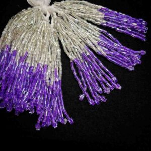 LATKAN002 ARNAS 4 SET OF CUTDANA BEADED PURPLE WHITE 7 CM LONG FANCY LATKAN TASSEL FOR LUMBA RAKHI|BLOUSE DORI| LEHENGA| SAREE PALLU| CRAFT DECORATION
