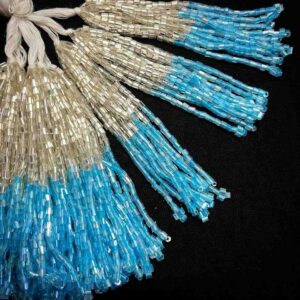 LATKAN003 ARNAS 4 SET OF CUTDANA BEADED BLUE WHITE 7 CM LONG FANCY LATKAN TASSEL FOR LUMBA RAKHI|BLOUSE DORI| LEHENGA| SAREE PALLU| CRAFT DECORATION