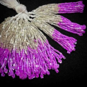 LATKAN004 ARNAS 4 SET OF CUTDANA BEADED MAGENTA WHITE 7 CM LONG FANCY LATKAN TASSEL FOR LUMBA RAKHI|BLOUSE DORI| LEHENGA| SAREE PALLU| CRAFT DECORATION