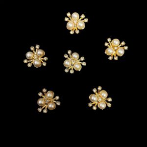 PLASTICBEADS0111 ARNAS 10 PCS PACK OF 3 BEADS GOLDEN FLOWER FOR JEWELLERY MAKING | AARI WORK| RESIN ART