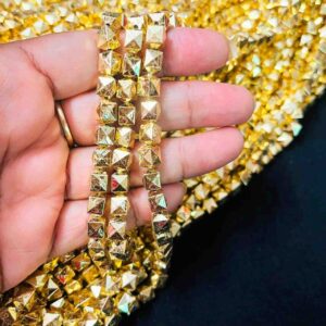 PLASTICBEADS0113 ARNAS 25 GM PACK OF SQUARE SHAPE DIMOND CUT 6 MM BRIGHT GOLDEN PLASTIC BEADS FOR JEWELLERY MAKING |AARI WORK| LATKAN MAKING