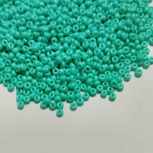 SBEADS0021 ARNAS TEAL GREEN COLOR 11/0 SIZE GLASS OPAQUE SEED BEADS (20-40 GM)