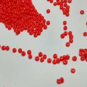 SBEADS0024 ARNAS VERMILION RED COLOR 11/0 SIZE GLASS OPAQUE SEED BEADS (20-40 GM)