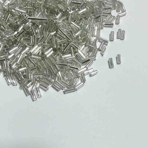 SBEADS0027 ARNAS SILVER COLOR GLASS OPAQUE PIPE BEADS (20-40 GM)